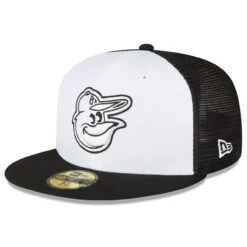 Men's Baltimore Orioles New Era White/Black 2023 On-Field Batting Practice 59FIFTY Fitted Hat