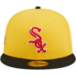 Men's Chicago White Sox New Era Yellow/Black Grilled 59FIFTY Fitted Hat -CapNation Shop black chicago white sox grilled 59fifty fitted hat ss5 p 200006664pv 2u fofjonaylrnj8xsdd5hov wdteske5wswhbpc0rjf5