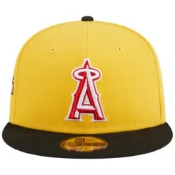 Men's Los Angeles Angels New Era Yellow/Black Grilled 59FIFTY Fitted Hat -CapNation Shop black los angeles angels grilled 59fifty fitted hat ss5 p 200006672pv 2u rgxx07qxfrtddvb4lnrdv u3hrrr5va5nwnfxkbo4y