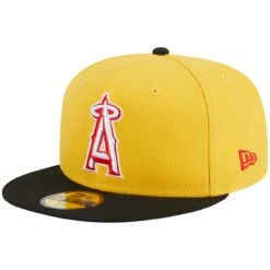 Men's Los Angeles Angels New Era Yellow/Black Grilled 59FIFTY Fitted Hat -CapNation Shop black los angeles angels grilled 59fifty fitted hat ss5 p 200006672pv 3u rgxx07qxfrtddvb4lnrdv teig1utfzpcqmsjxhfeb