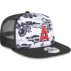 Men's Los Angeles Angels New Era White/Black Vacay 2.0 A-Frame Trucker 9FIFTY Snapback Hat -CapNation Shop black los angeles angels vacay 20 a frame trucker 9fifty snapback hat ss5 p 200013029pv 3u 65sgjhuwnx387khmnda5v blan7x2dritsztirodsc