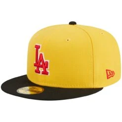 Men's Los Angeles Dodgers New Era Yellow/Black Grilled 59FIFTY Fitted Hat -CapNation Shop black los angeles dodgers grilled 59fifty fitted hat ss5 p 200006673pv 3u ht5cwf4xhem649dxot6gv jlufifgwvu3nfugkm7o6