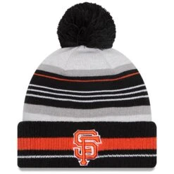 Men's San Francisco Giants New Era Gray/Black Cuffed Knit Hat With Pom