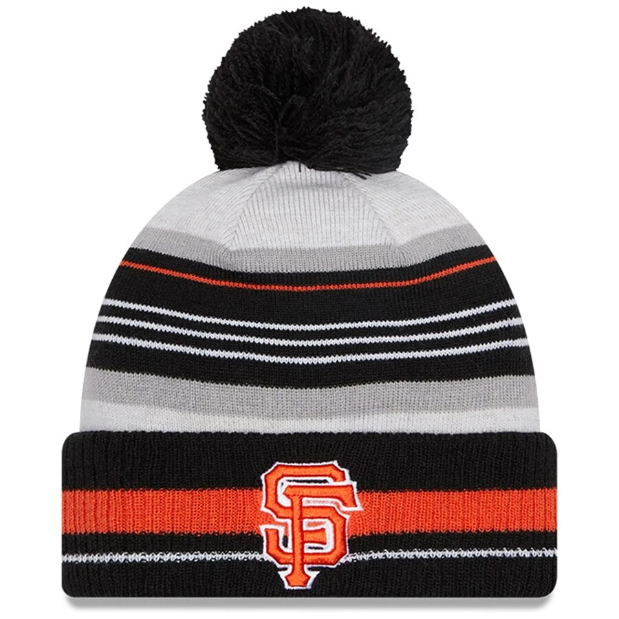 Men's San Francisco Giants New Era Gray/Black Cuffed Knit Hat With Pom 3 Men's San Francisco Giants New Era Gray/Black Cuffed Knit Hat With Pom