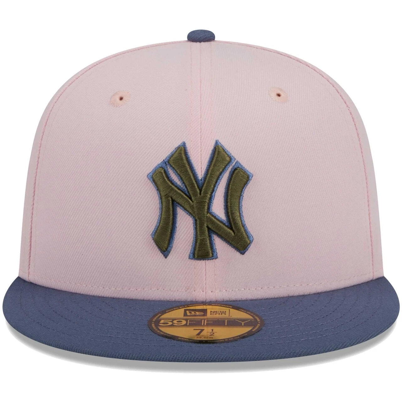 Men's New York Yankees New Era Pink/Blue Olive Undervisor 59FIFTY Fitted Hat 4 Men's New York Yankees New Era Pink/Blue Olive Undervisor 59FIFTY Fitted Hat - Image 2