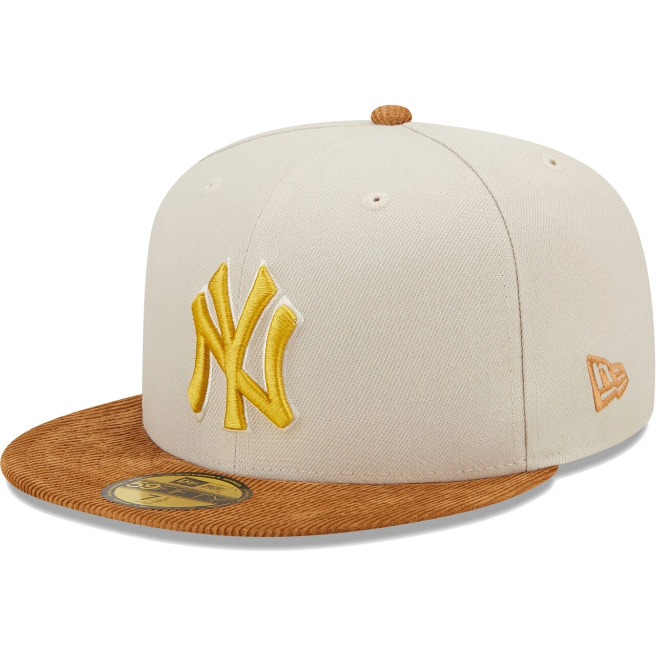 Men's New York Yankees New Era Cream/Brown Corduroy Visor 59FIFTY Fitted Hat 5 Men's New York Yankees New Era Cream/Brown Corduroy Visor 59FIFTY Fitted Hat - Image 3