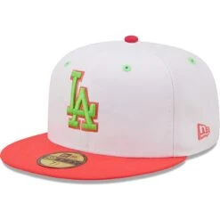 Men's Los Angeles Dodgers New Era White/Coral 100th Anniversary Strawberry Lolli 59FIFTY Fitted Hat -CapNation Shop coral los angeles dodgers 100th anniversary strawberry lolli 59fifty fitted hat ss5 p 4770958pv 3u nbelqhdr7hgj2eawhar3v g19fhpceflycjiee61b6
