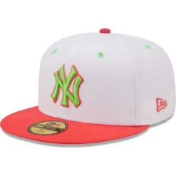 Men's New York Yankees New Era White/Coral 100th Anniversary Strawberry Lolli 59FIFTY Fitted Hat -CapNation Shop coral new york yankees 100th anniversary strawberry lolli 59fifty fitted hat ss5 p 4770963pv 3u mv6ojss3nt7tl9juoebav w6ubwtlqgd2umgeyv34u