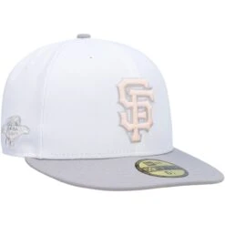 Men's San Francisco Giants New Era White/Gray 2002 World Series Side Patch Undervisor 59FIFTY Fitted Hat