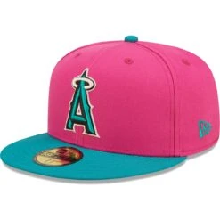 Men's Los Angeles Angels New Era Pink/Green Cooperstown Collection Angel Stadium Passion Forest 59FIFTY Fitted Hat -CapNation Shop green los angeles angels cooperstown collection angel stadium passion forest 59fifty fitted hat ss5 p 4789427pv 3u ylee4imrqtnxskjinhacv ajdmyebnvmx3wovbfwhe