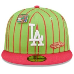 Men's Los Angeles Dodgers New Era Pink/Green MLB X Big League Chew Wild Pitch Watermelon Flavor Pack 59FIFTY Fitted Hat -CapNation Shop green los angeles dodgers mlb x big league chew wild pitch watermelon flavor pack 59fifty fitted hat pi4534000 altimages ff 4534235 53fb3969d543f407b7f9alt2 full