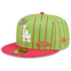 Men's Los Angeles Dodgers New Era Pink/Green MLB X Big League Chew Wild Pitch Watermelon Flavor Pack 59FIFTY Fitted Hat -CapNation Shop green los angeles dodgers mlb x big league chew wild pitch watermelon flavor pack 59fifty fitted hat pi4534000 altimages ff 4534235 53fb3969d543f407b7f9alt3 full