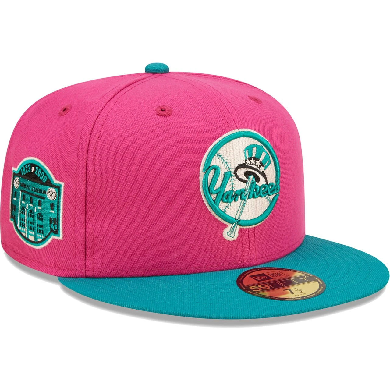 Men's New York Yankees New Era Pink/Green Cooperstown Collection Yankee Stadium Passion Forest 59FIFTY Fitted Hat 3 Men's New York Yankees New Era Pink/Green Cooperstown Collection Yankee Stadium Passion Forest 59FIFTY Fitted Hat
