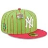 Men's New York Yankees New Era Pink/Green MLB X Big League Chew Wild Pitch Watermelon Flavor Pack 59FIFTY Fitted Hat -CapNation Shop green new york yankees mlb x big league chew wild pitch watermelon flavor pack 59fifty fitted hat pi4534000 altimages ff 4534238 73b59741427046d9cba7alt1 full