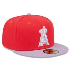 Men's Los Angeles Angels New Era Red/Lavender Spring Color Two-Tone 59FIFTY Fitted Hat -CapNation Shop lavender los angeles angels spring color two tone 59fifty fitted hat ss5 p 5000230pv 3u jspqxzn8rhpun2wivd2gv abvvi2mohnhp5sslwcu4