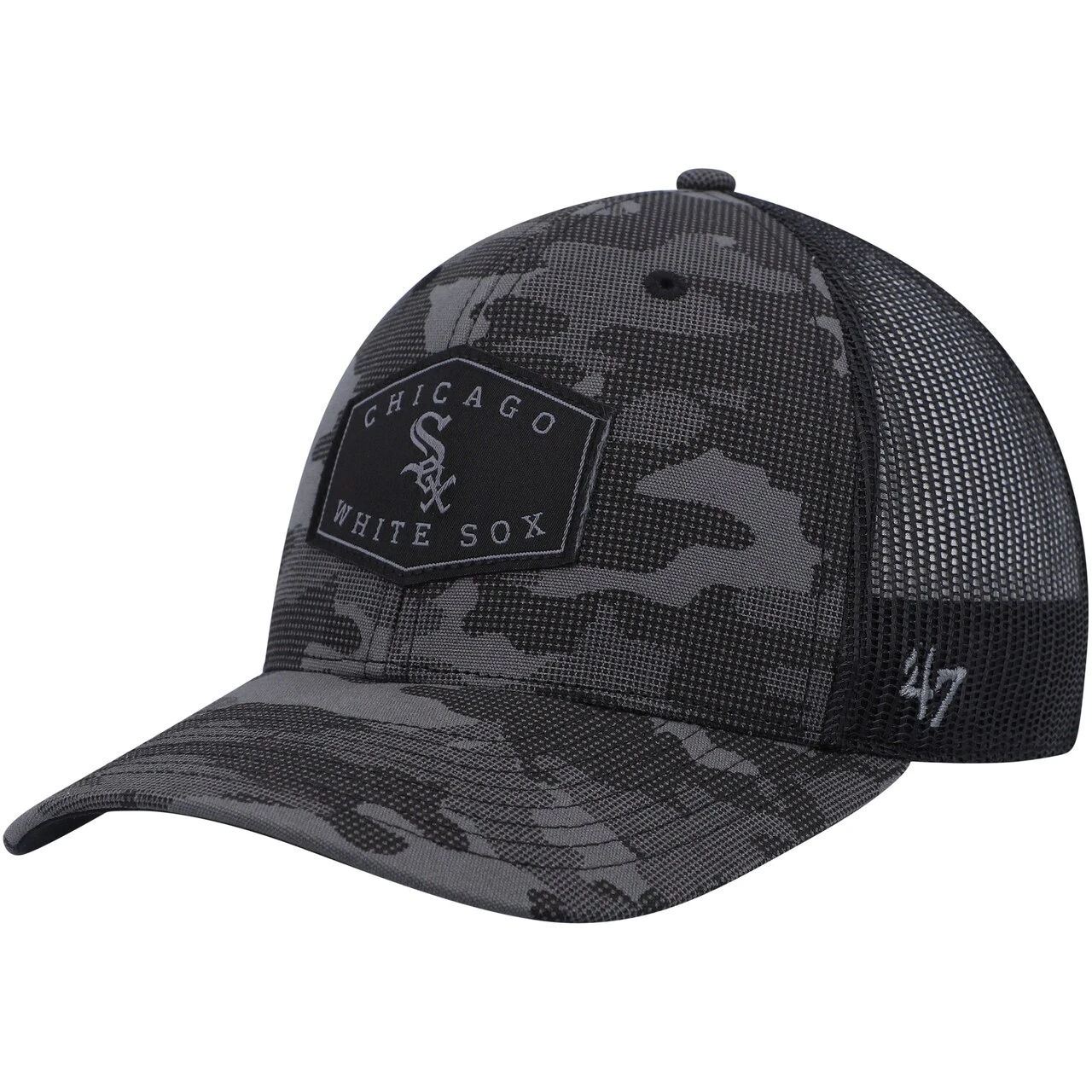 Men's Chicago White Sox '47 Charcoal Tonal Camo Convoy Trucker Snapback Hat 3 Men's Chicago White Sox '47 Charcoal Tonal Camo Convoy Trucker Snapback Hat