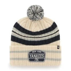 Men's New York Yankees '47 Natural Home Patch Cuffed Knit Hat With Pom