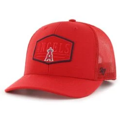 Men's Los Angeles Angels '47 Red Ridgeline Tonal Patch Trucker Adjustable Hat