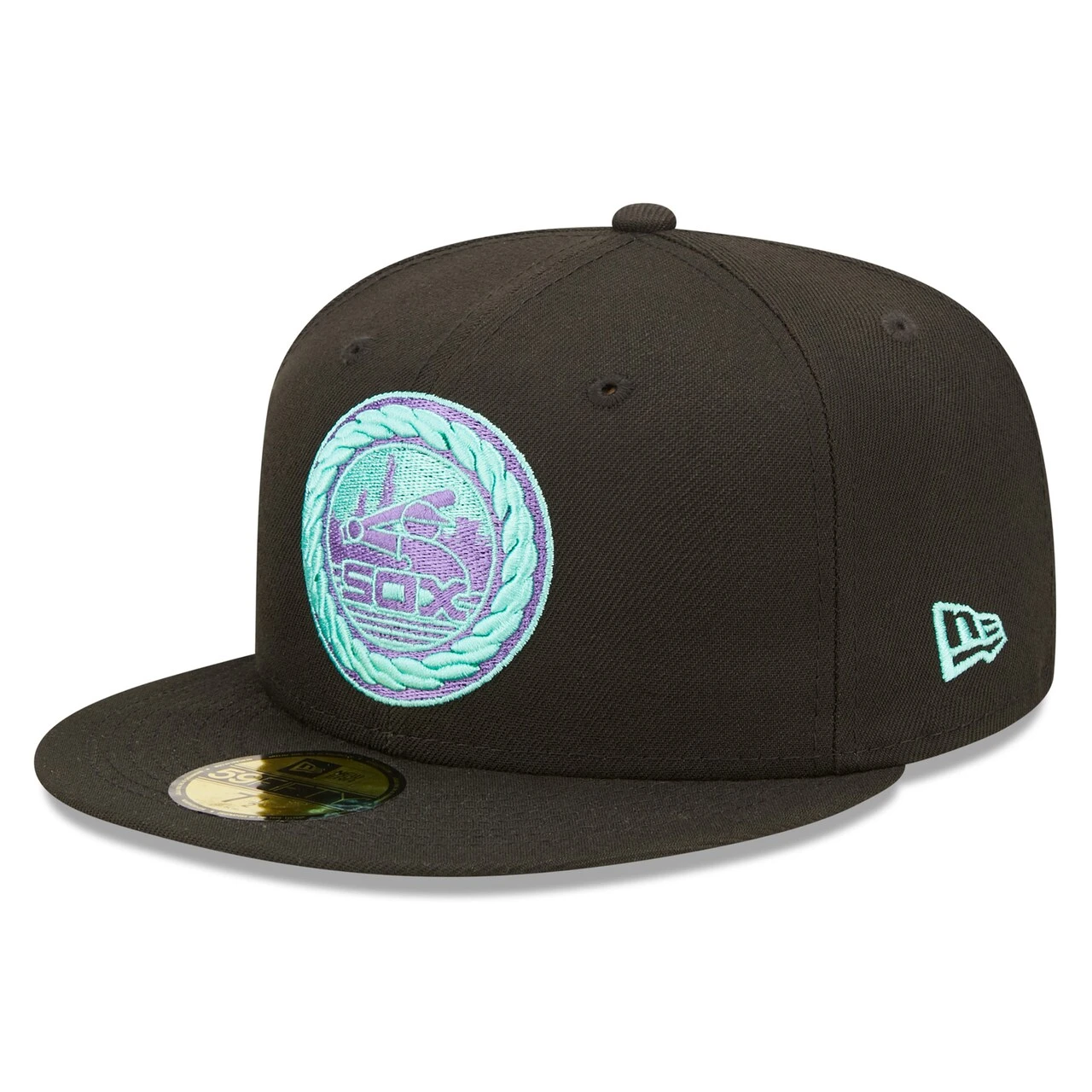 Men's Chicago White Sox New Era Black Comiskey Park 75th Anniversary Black Light 59FIFTY Fitted Hat 5 Men's Chicago White Sox New Era Black Comiskey Park 75th Anniversary Black Light 59FIFTY Fitted Hat - Image 3