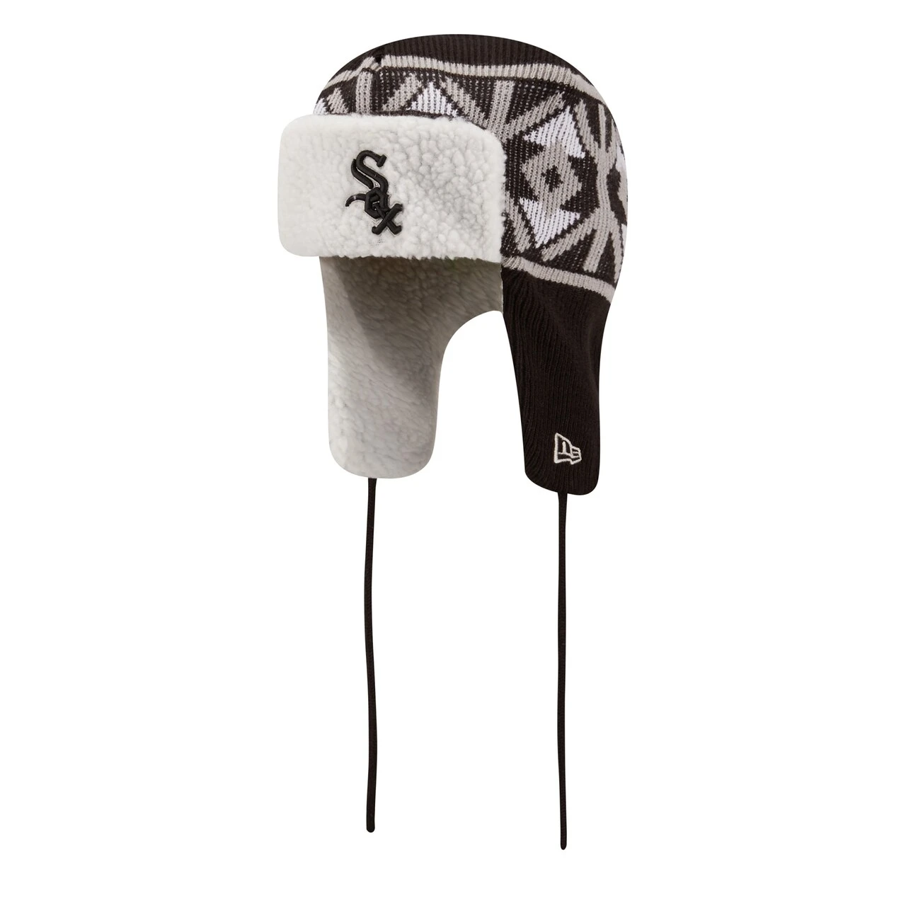 Men's Chicago White Sox New Era Black Knit Trapper Hat 3 Men's Chicago White Sox New Era Black Knit Trapper Hat