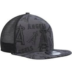 Men's Los Angeles Angels New Era Black Repeat A-Frame 9FIFTY Trucker Snapback Hat -CapNation Shop mens new era black los angeles angels repeat a frame 9fifty trucker snapback hat ss5 p 4961085pv 3u ao4kdg9h4wjjxcn5o9xcv qnphrehqzxr9nfuoauss