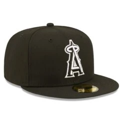 Men's Los Angeles Angels New Era Black Team Logo 59FIFTY Fitted Hat -CapNation Shop mens new era black los angeles angels team logo 59fifty fitted hat pi4733000 altimages ff 4733488 9ed5e1366e6c68e3016calt3 full