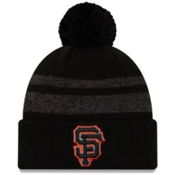 Men's San Francisco Giants New Era Black Dispatch Cuffed Knit Hat With Pom