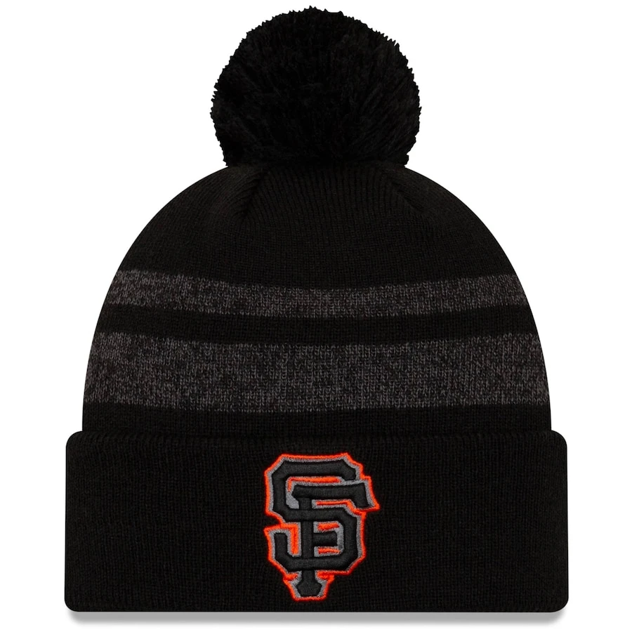 Men's San Francisco Giants New Era Black Dispatch Cuffed Knit Hat With Pom 3 Men's San Francisco Giants New Era Black Dispatch Cuffed Knit Hat With Pom
