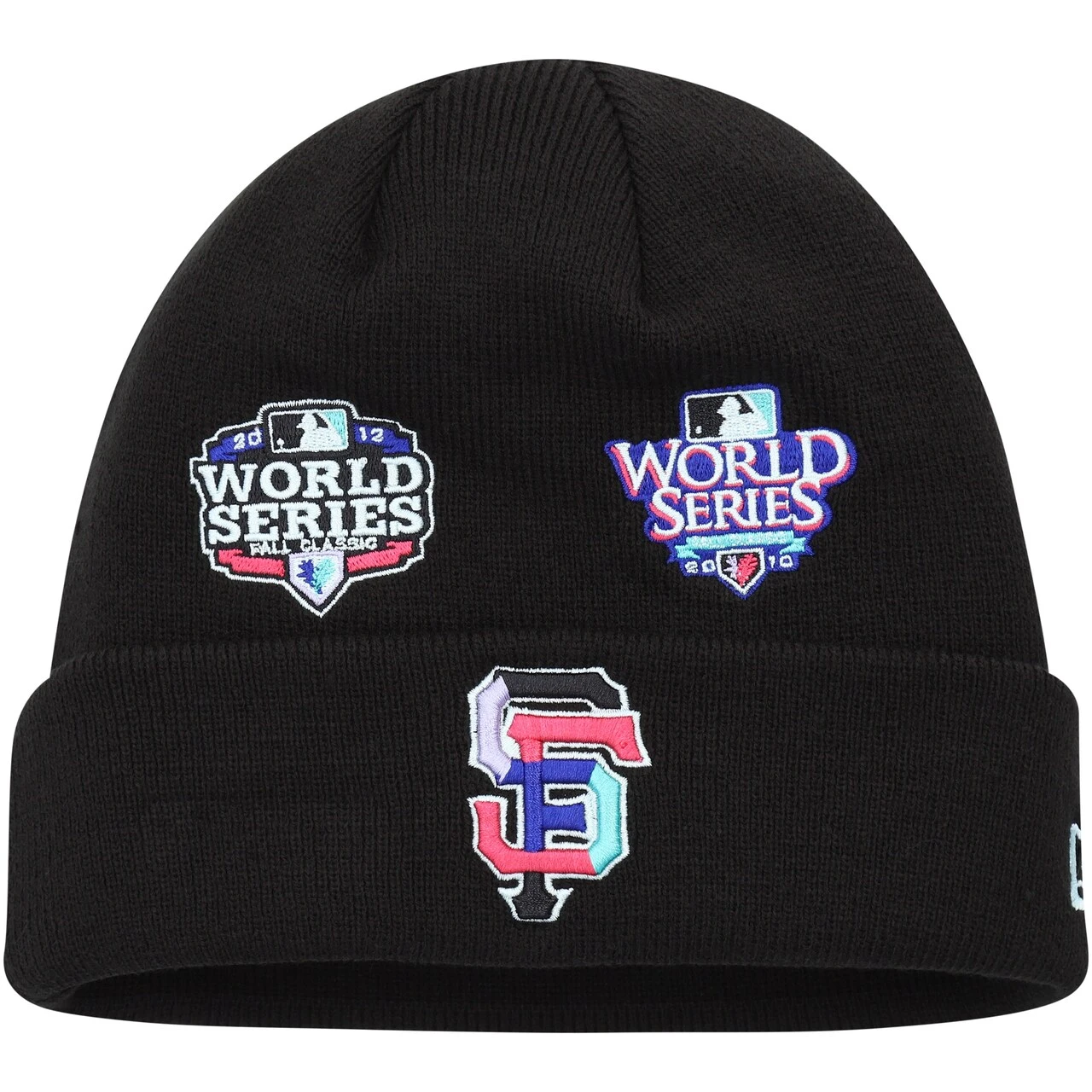 Men's San Francisco Giants New Era Black Polar Lights Cuffed Knit Hat 3 Men's San Francisco Giants New Era Black Polar Lights Cuffed Knit Hat
