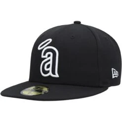Men's California Angels New Era Black On Black Dub 59FIFTY Fitted Hat