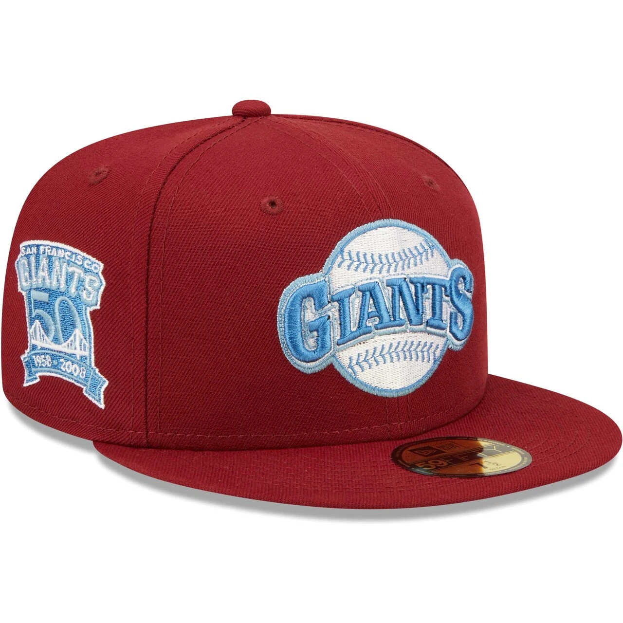Men's San Francisco Giants New Era Cardinal 50th Anniversary Air Force Blue Undervisor 59FIFTY Fitted Hat 3 Men's San Francisco Giants New Era Cardinal 50th Anniversary Air Force Blue Undervisor 59FIFTY Fitted Hat