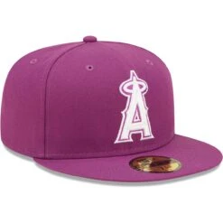 Men's Los Angeles Angels New Era Grape Logo 59FIFTY Fitted Hat -CapNation Shop mens new era grape los angeles angels logo 59fifty fitted hat pi4689000 altimages ff 4689943 2b11459a28f02c234816alt3 full