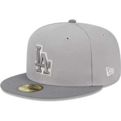 Men's Los Angeles Dodgers New Era Gray Green Undervisor 59FIFTY Fitted Hat