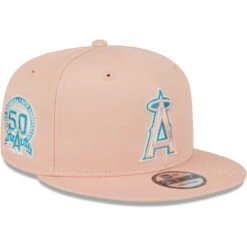 Men's Los Angeles Angels New Era Pink Sky Aqua Undervisor 9FIFTY Snapback Hat