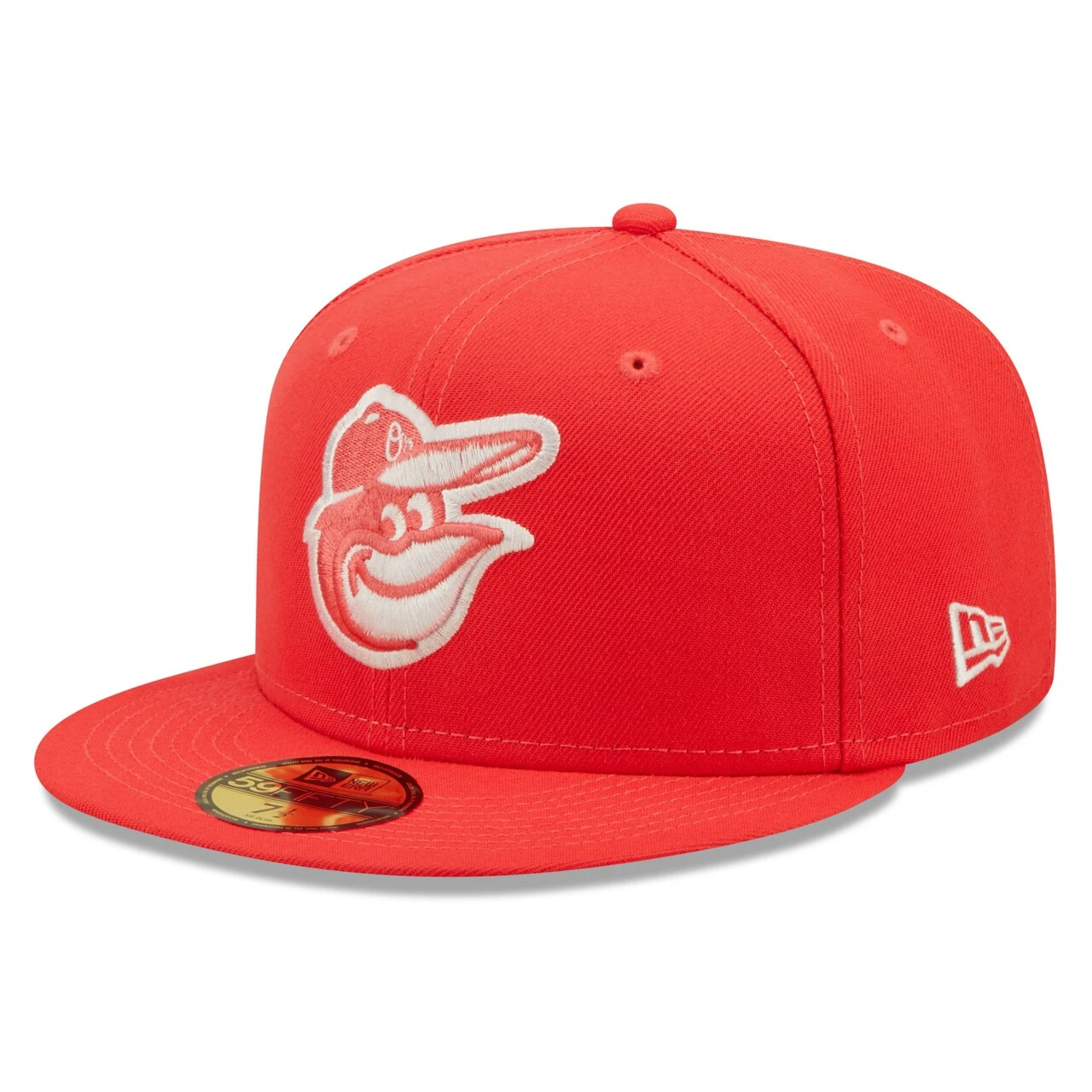 Men's Baltimore Orioles New Era Red Lava Highlighter Logo 59FIFTY Fitted Hat 3 Men's Baltimore Orioles New Era Red Lava Highlighter Logo 59FIFTY Fitted Hat