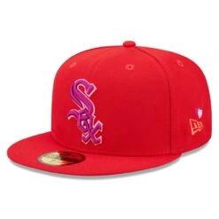 Men's Chicago White Sox New Era Red Purple Undervisor 59FIFTY Fitted Hat