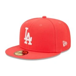 Men's Los Angeles Dodgers New Era Red Lava Highlighter Logo 59FIFTY Fitted Hat