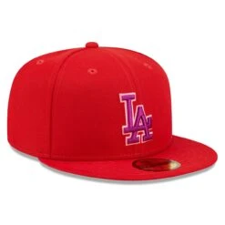 Men's Los Angeles Dodgers New Era Red Purple Undervisor 59FIFTY Fitted Hat -CapNation Shop mens new era red los angeles dodgers purple undervisor 59fifty fitted hat pi4582000 altimages ff 4582726 a73da2716f3dc1a1d06balt3 full