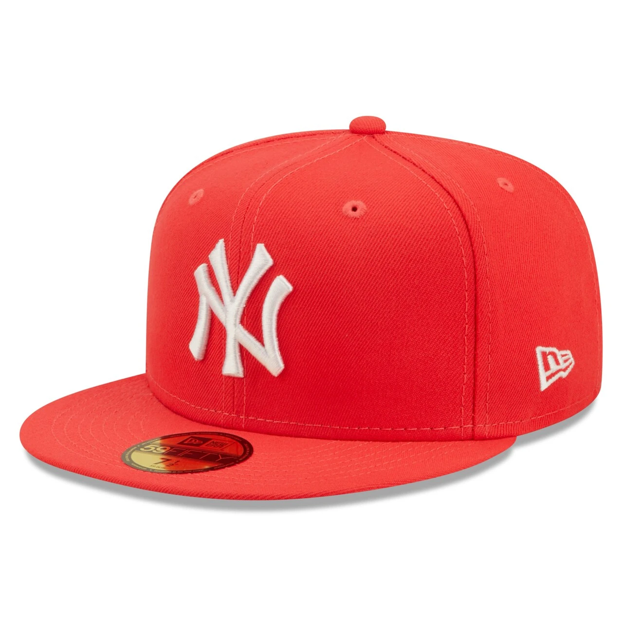 Men's New York Yankees New Era Red Lava Highlighter Logo 59FIFTY Fitted Hat 3 Men's New York Yankees New Era Red Lava Highlighter Logo 59FIFTY Fitted Hat