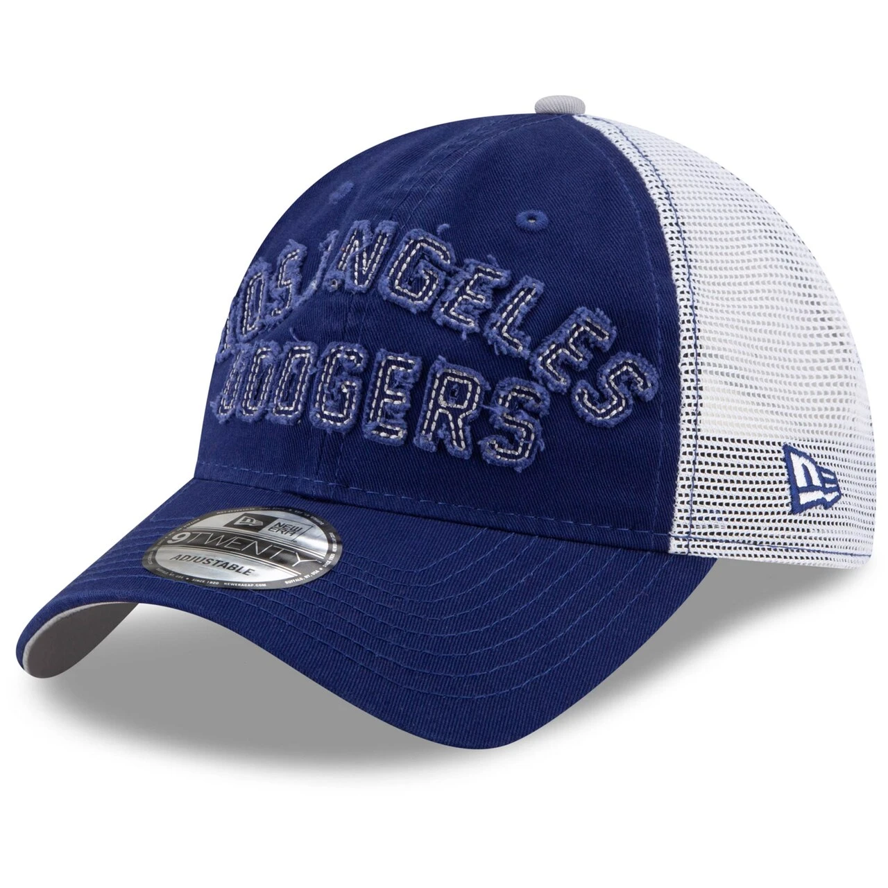Men's Los Angeles Dodgers New Era Royal Frayed Wordmark Trucker 9TWENTY Adjustable Hat 3 Men's Los Angeles Dodgers New Era Royal Frayed Wordmark Trucker 9TWENTY Adjustable Hat