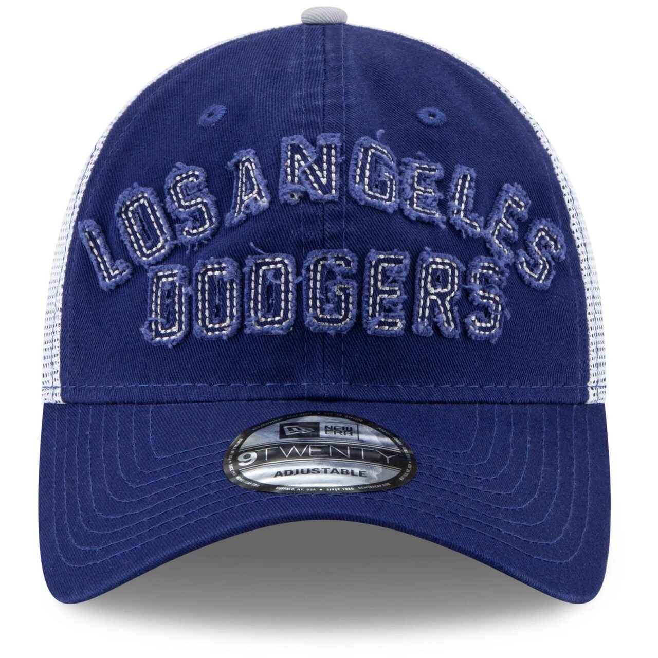 Men's Los Angeles Dodgers New Era Royal Frayed Wordmark Trucker 9TWENTY Adjustable Hat 4 Men's Los Angeles Dodgers New Era Royal Frayed Wordmark Trucker 9TWENTY Adjustable Hat - Image 2