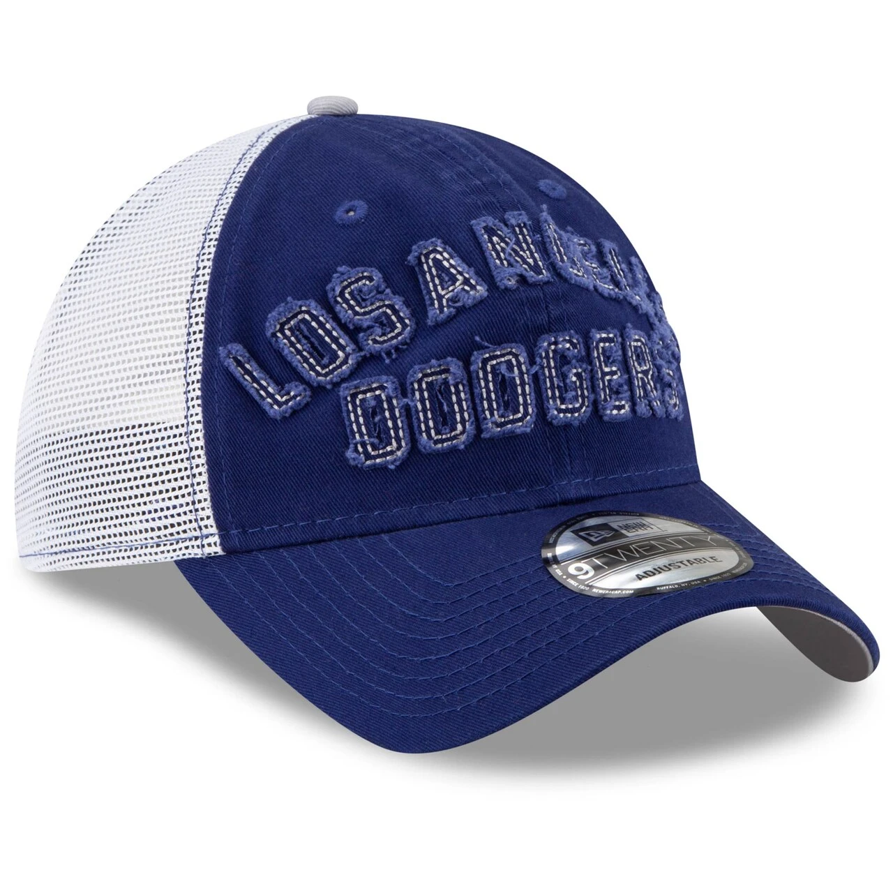 Men's Los Angeles Dodgers New Era Royal Frayed Wordmark Trucker 9TWENTY Adjustable Hat 5 Men's Los Angeles Dodgers New Era Royal Frayed Wordmark Trucker 9TWENTY Adjustable Hat - Image 3