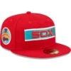 Men's Chicago White Sox New Era Scarlet 75th Anniversary Teal Undervisor 59FIFTY Fitted Hat -CapNation Shop mens new era scarlet chicago white sox 75th anniversary teal undervisor 59fifty fitted hat pi4694000 altimages ff 4694068 7893b33e28ba325cf1a2alt1 full