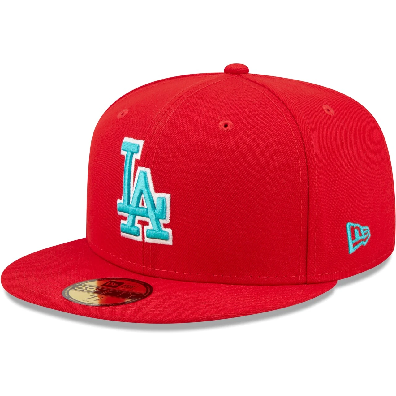 Men's Los Angeles Dodgers New Era Scarlet 2020 World Series Teal Undervisor 59FIFTY Fitted Hat 5 Men's Los Angeles Dodgers New Era Scarlet 2020 World Series Teal Undervisor 59FIFTY Fitted Hat - Image 3