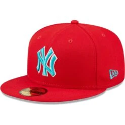 Men's New York Yankees New Era Scarlet 1999 World Series Teal Undervisor 59FIFTY Fitted Hat -CapNation Shop mens new era scarlet new york yankees 1999 world series teal undervisor 59fifty fitted hat pi4694000 altimages ff 4694086 72571f7dd0bad9ac8548alt3 full