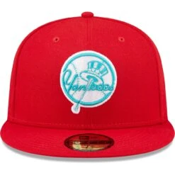 Men's New York Yankees New Era Scarlet Yankee Stadium Teal Undervisor 59FIFTY Fitted Hat -CapNation Shop mens new era scarlet new york yankees yankee stadium teal undervisor 59fifty fitted hat pi4694000 altimages ff 4694106 0830548caf6b071cd75dalt2 full
