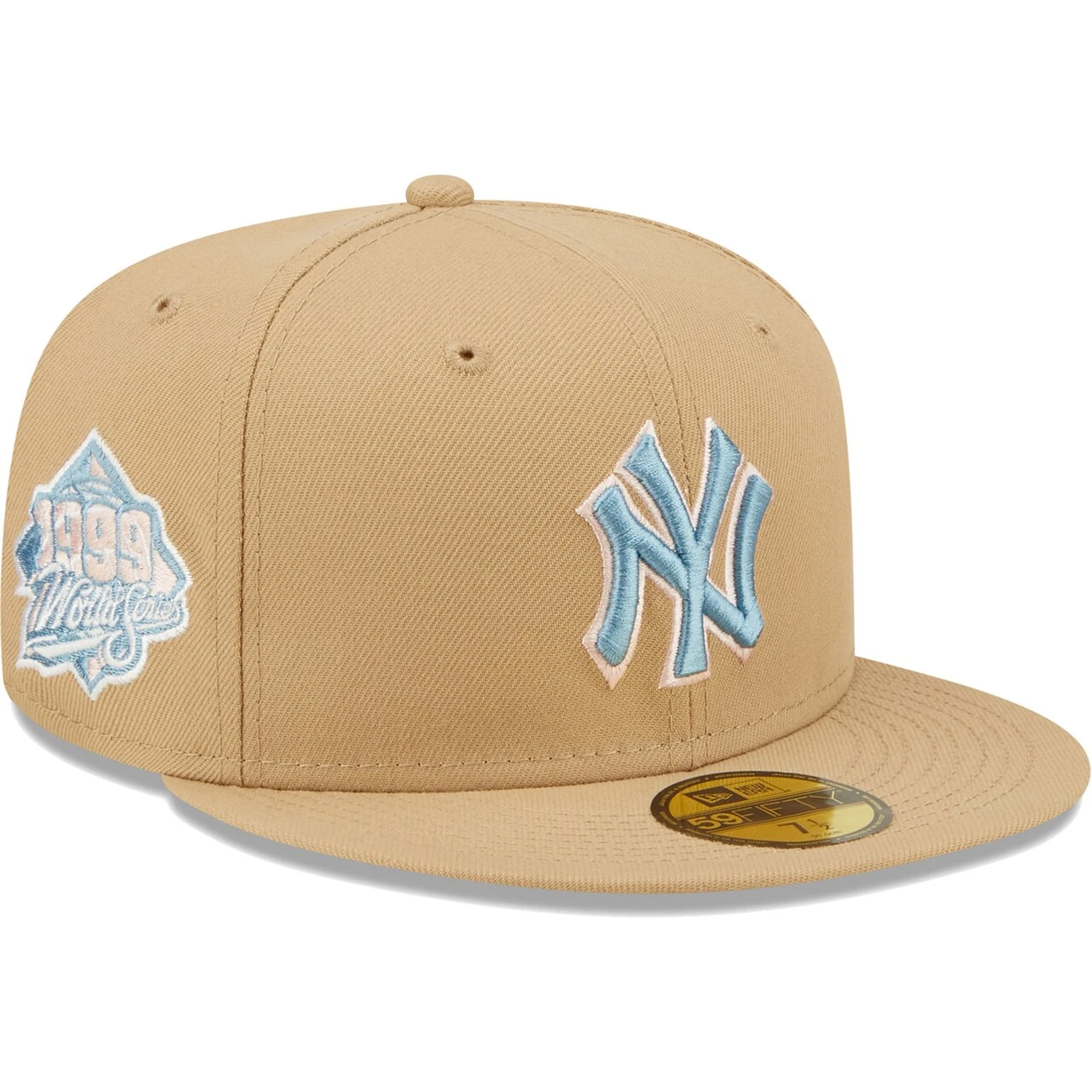 Men's New York Yankees New Era Tan 1999 World Series Sky Blue Undervisor 59FIFTY Fitted Hat 3 Men's New York Yankees New Era Tan 1999 World Series Sky Blue Undervisor 59FIFTY Fitted Hat