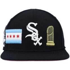 Men's Chicago White Sox Pro Standard Black Double City Pink Undervisor Snapback Hat -CapNation Shop mens pro standard black chicago white sox double city pink undervisor snapback hat ss5 p 4964746pv 2u lvdfuqvxvlbhbrbkual2v wibjwp81iuy3id9cv17f