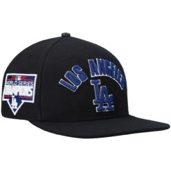 Men's Los Angeles Dodgers Pro Standard Black Stacked Logo Snapback Hat