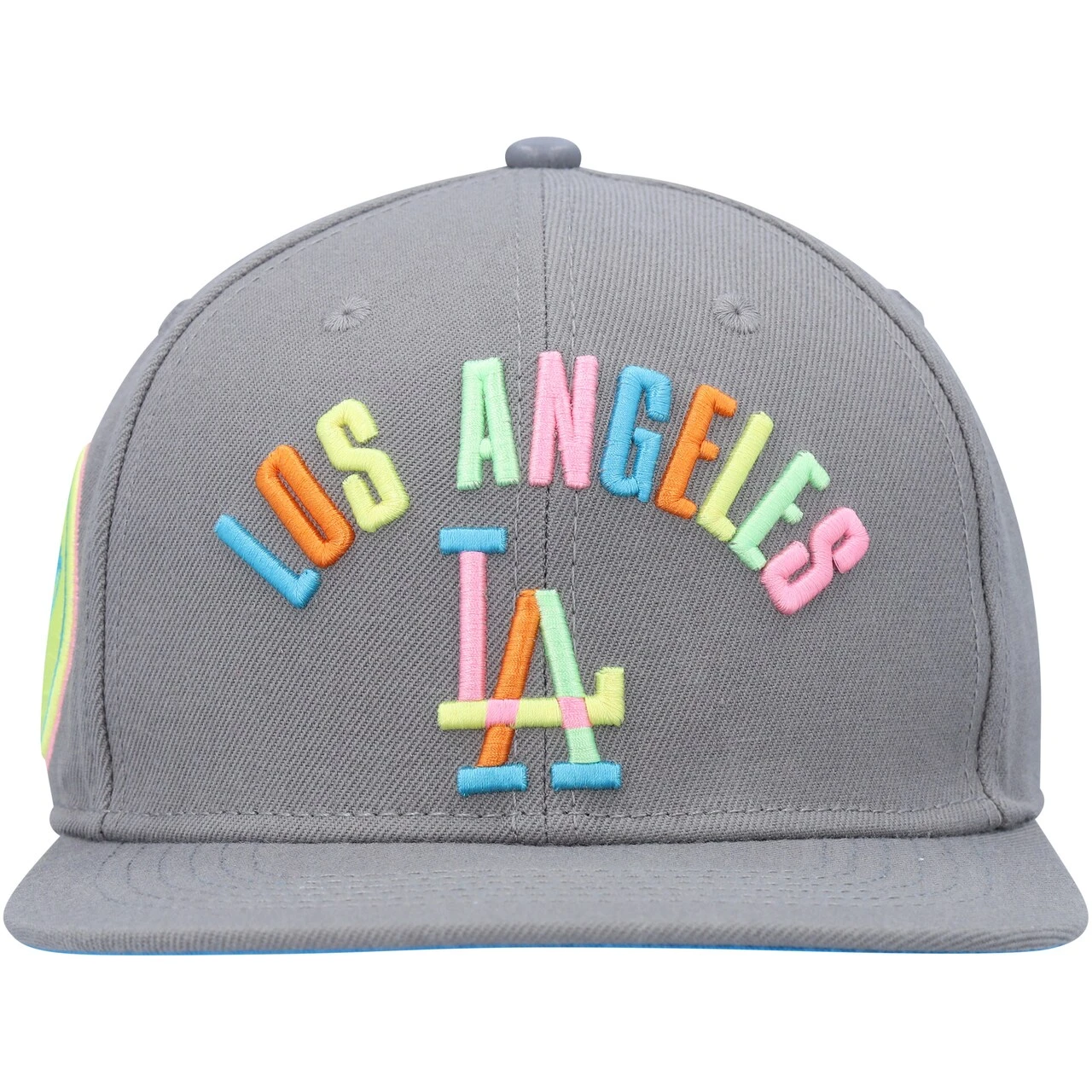 Men's Los Angeles Dodgers Pro Standard Gray Washed Neon Snapback Hat 4 Men's Los Angeles Dodgers Pro Standard Gray Washed Neon Snapback Hat - Image 2